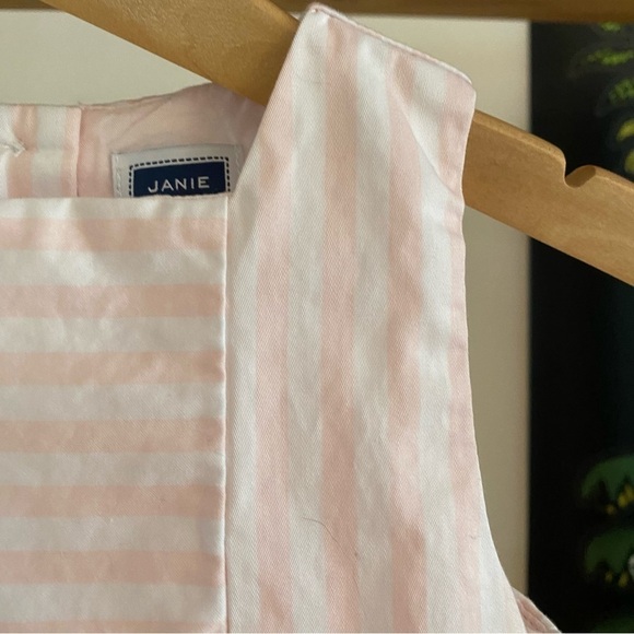 Janie and Jack Light Pink White Stripe Sleeveless Dress - Picture 6 of 10